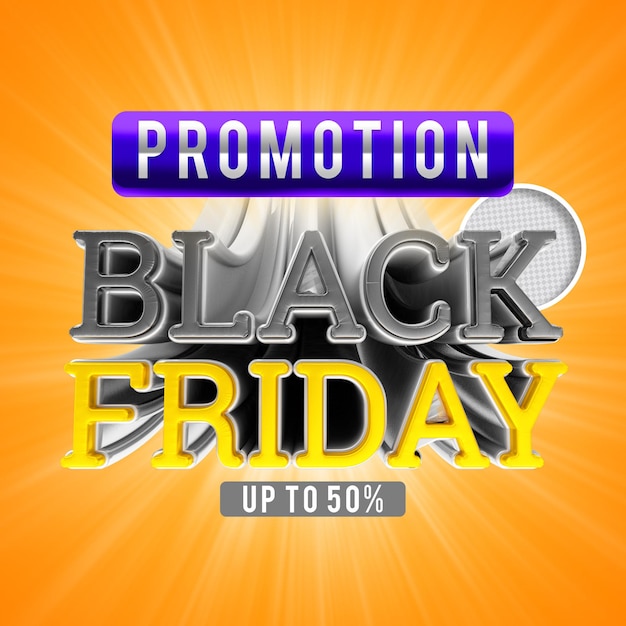 Promozione black friday fino a 50 banner di rendering 3d