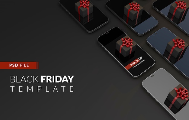 Black friday purchases online from your smartphone a mockup template