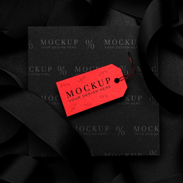 PSD black friday red mock-up tag