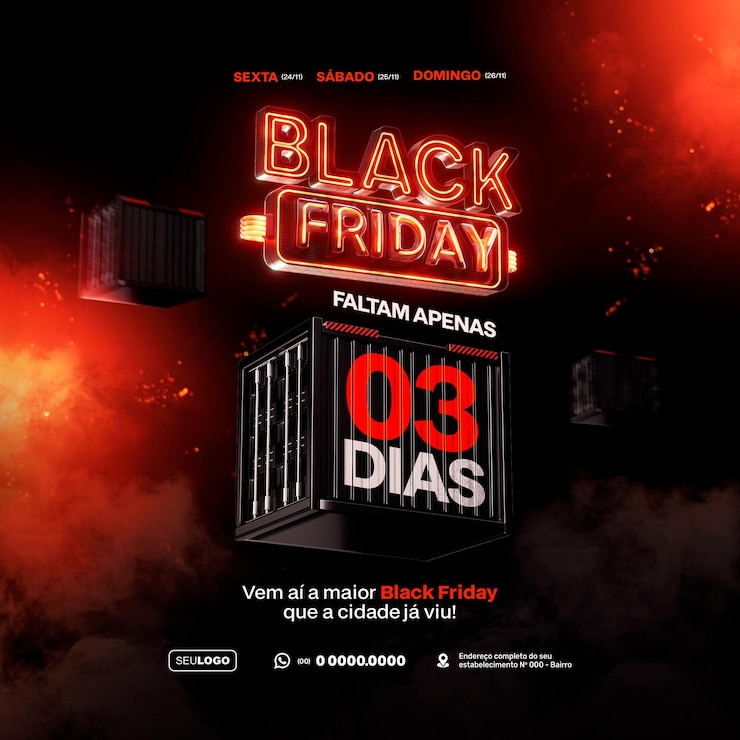 PSD black friday rotulo de oferta 3d concept post psd template