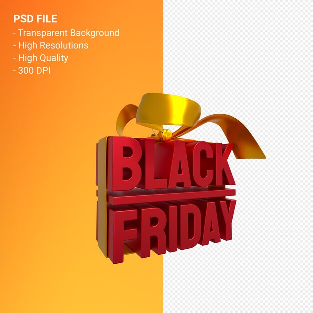 Progettazione 3d di vendita di black friday per promozione di vendita isolata