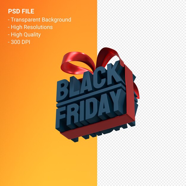 PSD progettazione 3d di vendita di black friday per promozione di vendita isolata