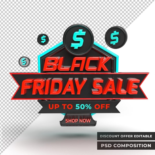 PSD black friday sale 3d rendering