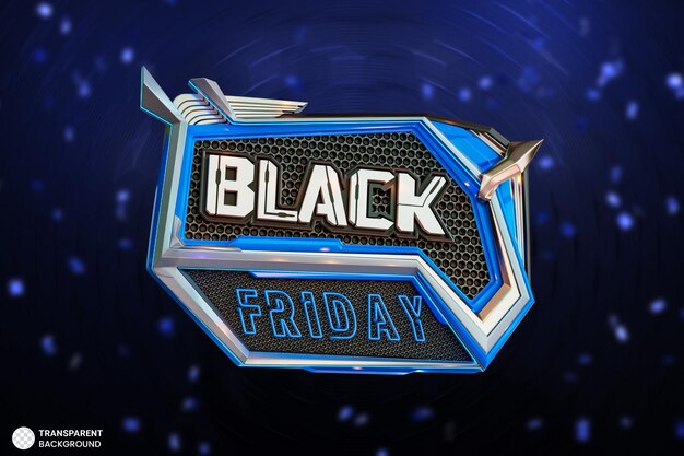 Illustrazione del rendering 3d del banner di vendita del black friday