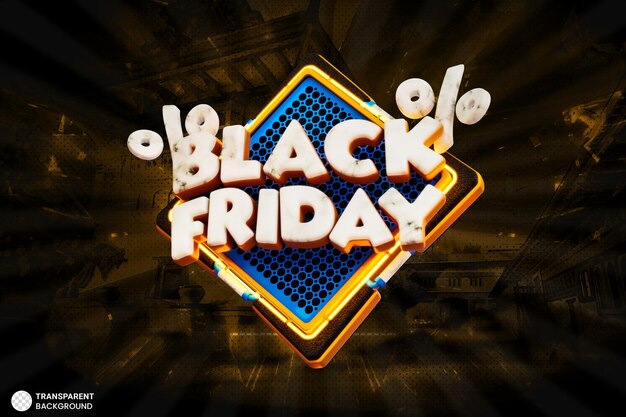 PSD black friday sale banner 3d render illustration