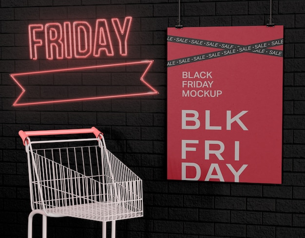 PSD black friday sale banner advertising mockup. ad discount on shopping day.