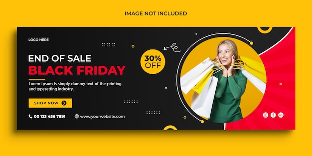 black friday sale banner promotional facebook cover banner template