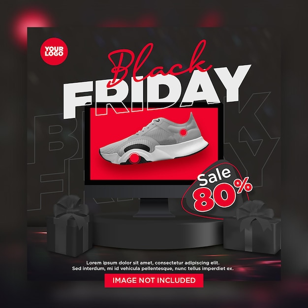 PSD black friday sale banner social media template