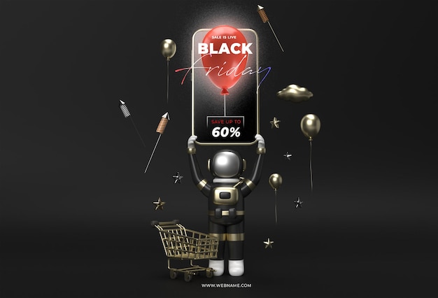 Rendering 3d del modello dell'insegna di vendita di black friday.