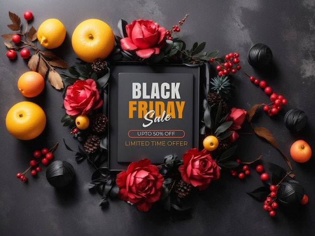 PSD black friday sale banner templateblack friday sale banner with colorful confetti background