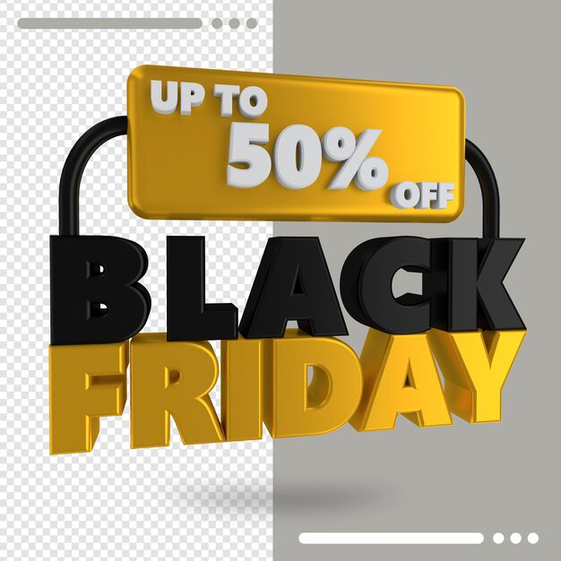 Black friday sale banner with discount details 3d rendering