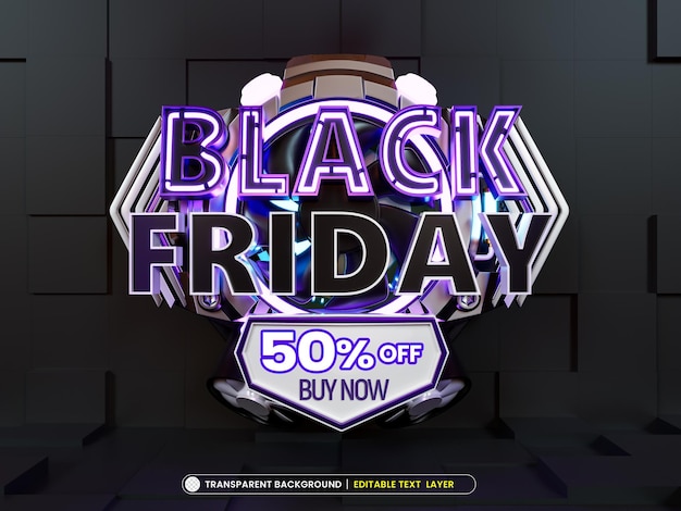 PSD black friday sale banner with editable text effect
