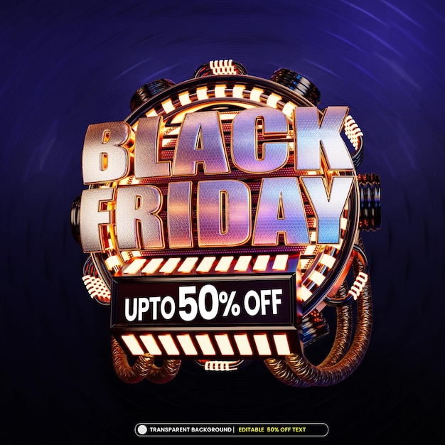 PSD banner di vendita del black friday con testo modificabile