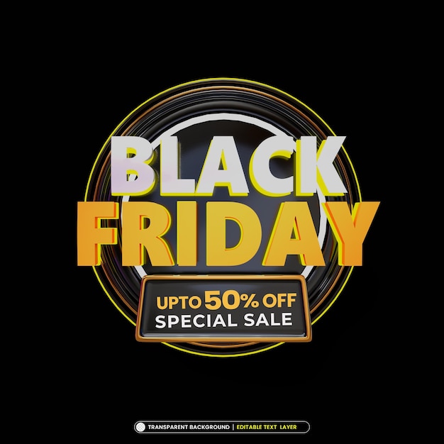 PSD black friday sale banner with editable texteffect