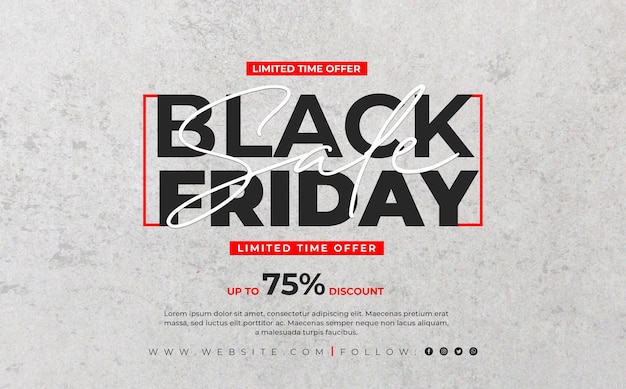 PSD black friday sale banner with red and black with texture background