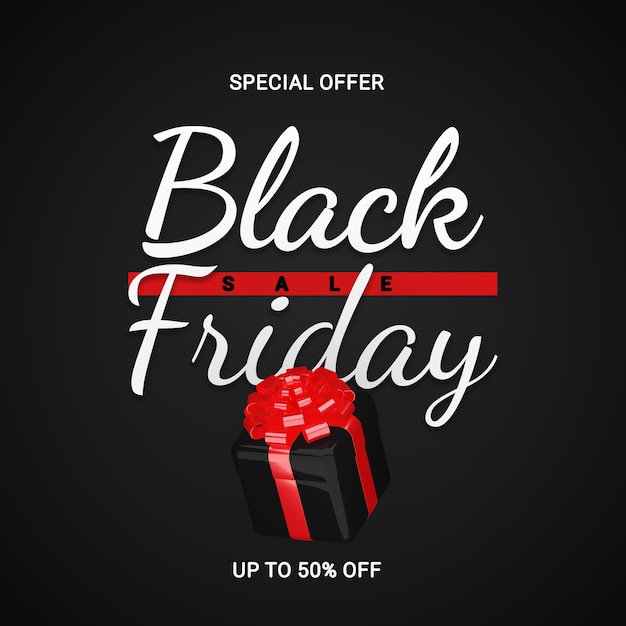 Black friday sale-bannersjabloon met 3d-geschenkdoos