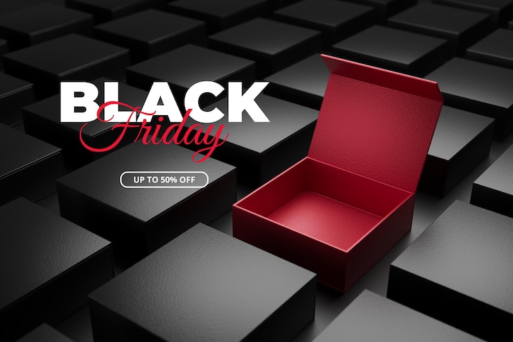 PSD black friday sale design isolated red color