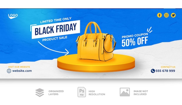 Black friday sale facebook banner template