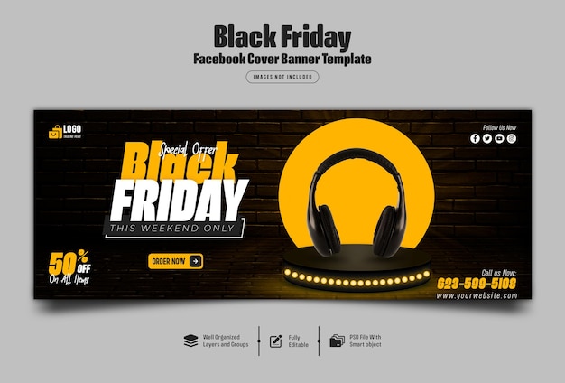 Black friday sale facebook cover banner template