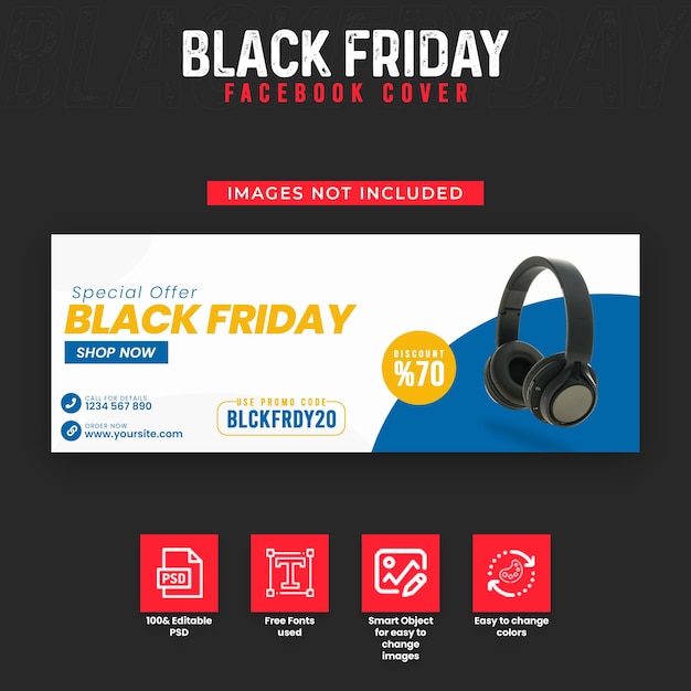 PSD black friday sale facebook timeline cover and web banner template