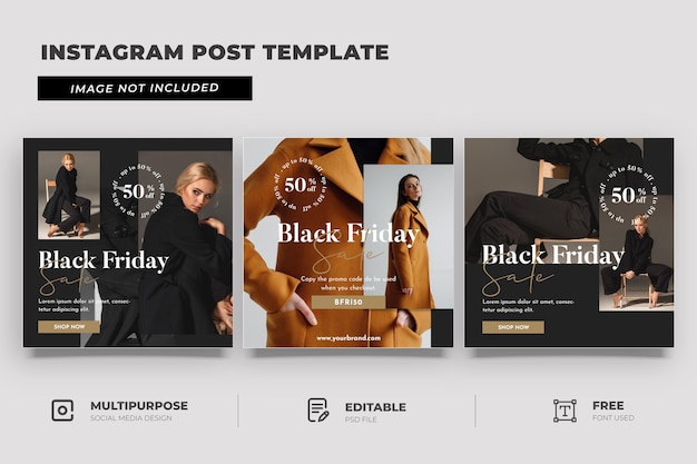 Black friday sale fashion social media template