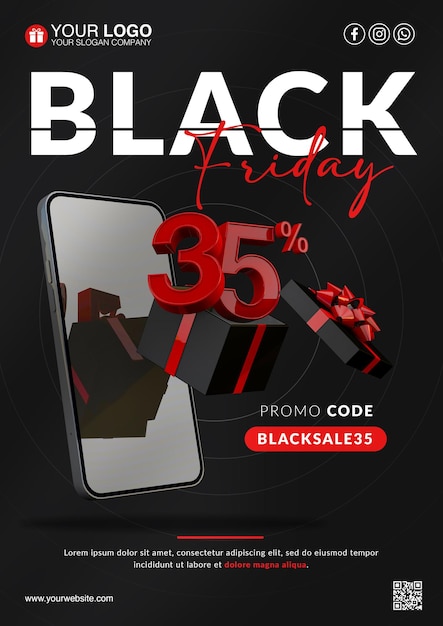 PSD black friday sale flyer 35 percent off