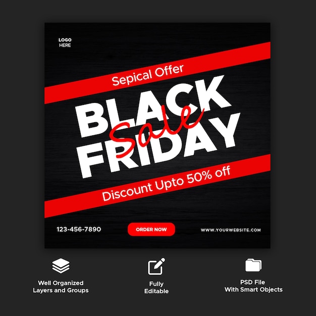 PSD black friday sale freepik template voor stijlvolle black banner designs psd template