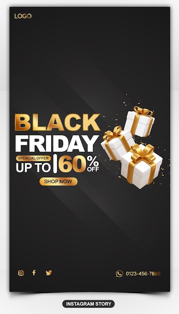 PSD black friday sale instagram and facebook story template