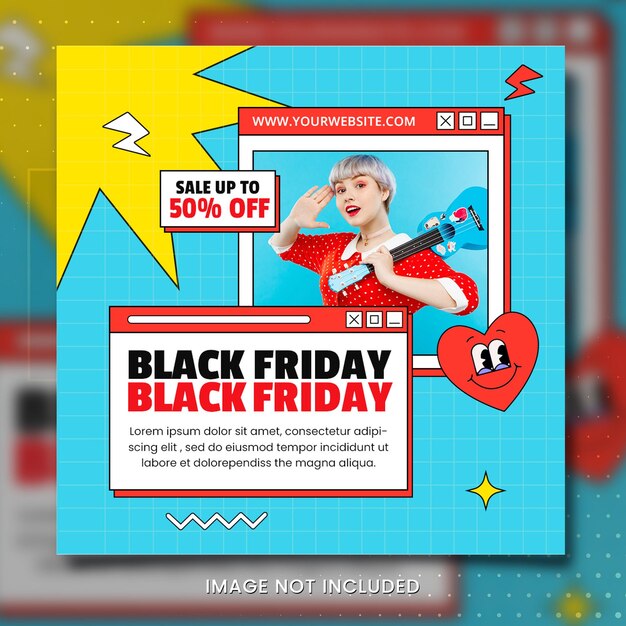 PSD black friday sale instagram post size template (template di dimensioni dei post del venerdì nero)