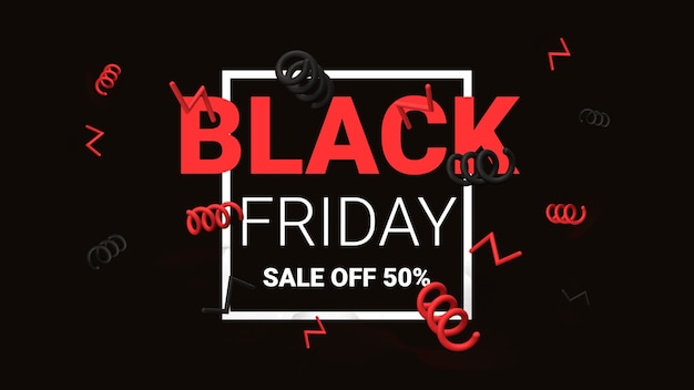 Black friday sale off con abstrack 3d design concept