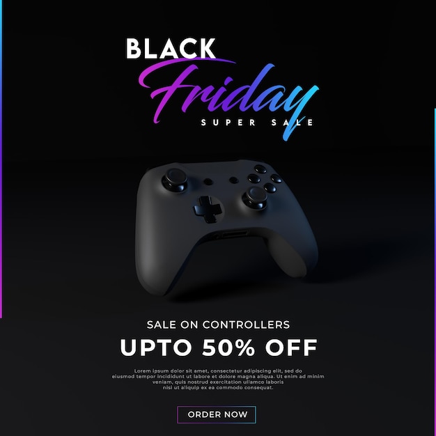 PSD black friday sale post template controller 3d render