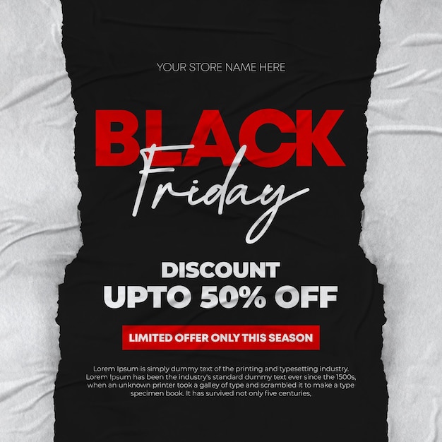 Black friday sale social media banner template flyer