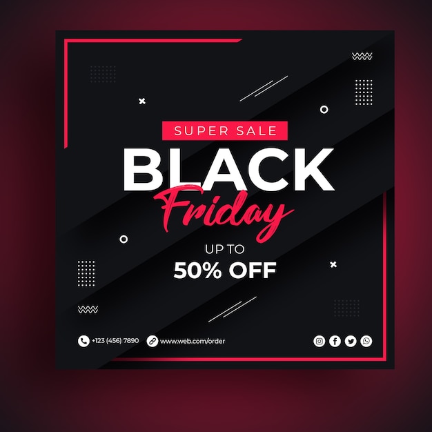 Modello di banner di social media di vendita del black friday