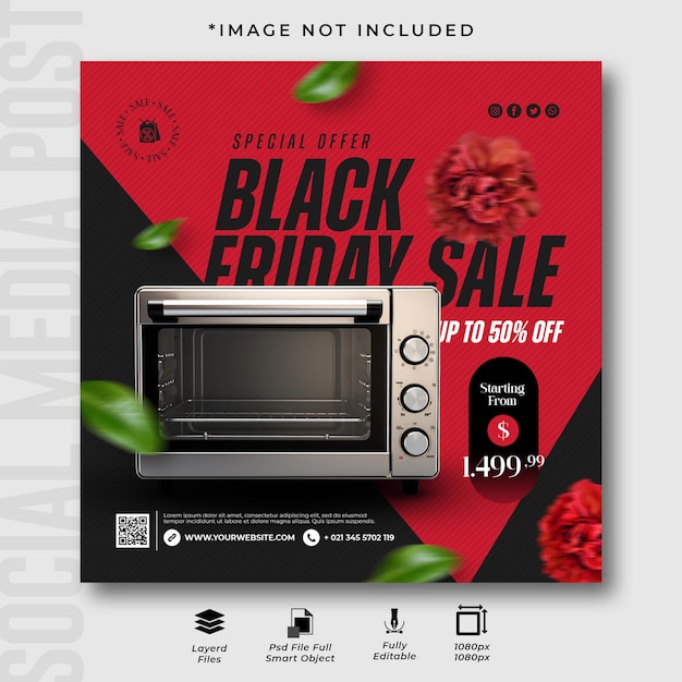 Black friday sale social media instagram post design template