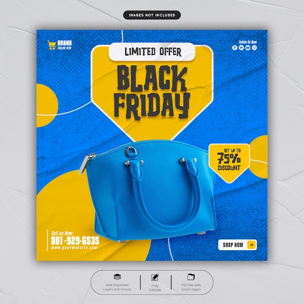 black friday sale social media post banner template