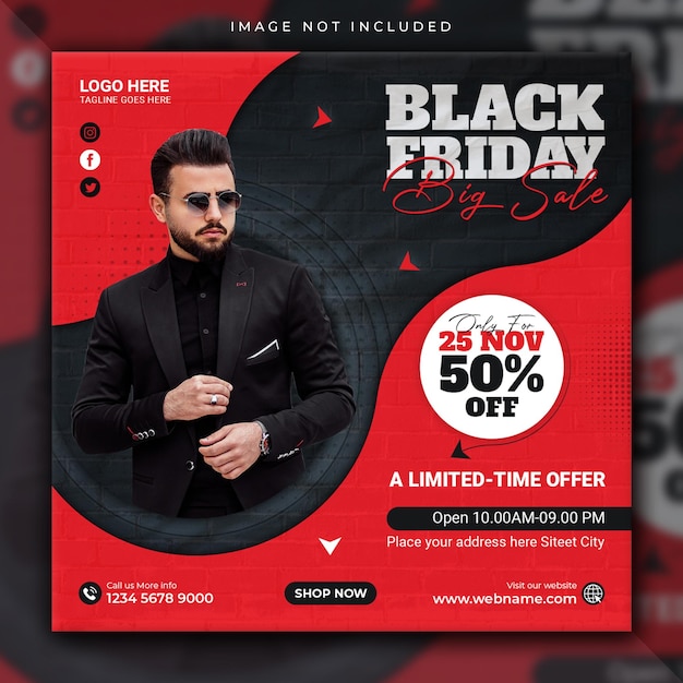 Black friday sale social media post instagram post en webbannersjabloon