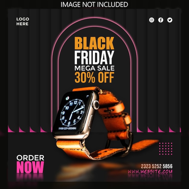 PSD black friday sale social media promotion and banner post design template