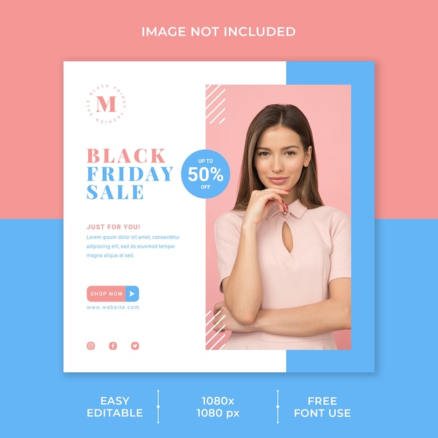 Black friday sale social media template minimalist concept