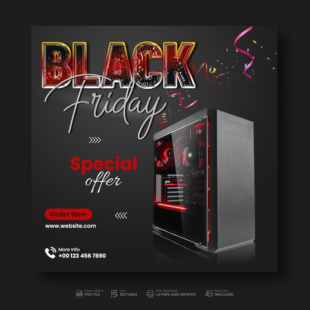 Black friday sale special offer social media post design template