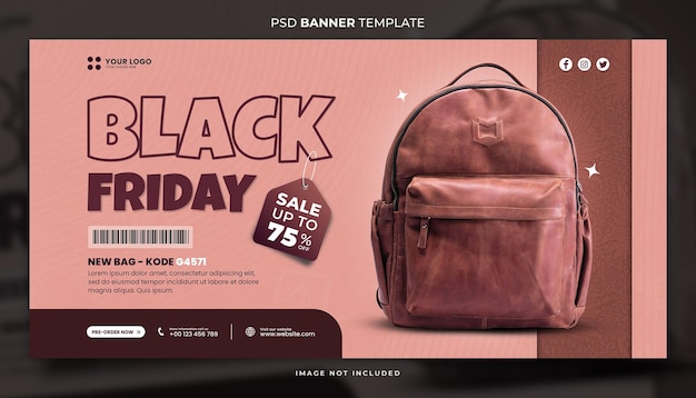 PSD black friday sale speciale leren tassen banner sjabloon