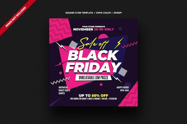 PSD black friday sale square flyer