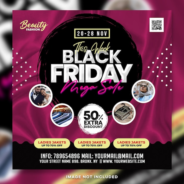 Black friday sale square instagram post psd