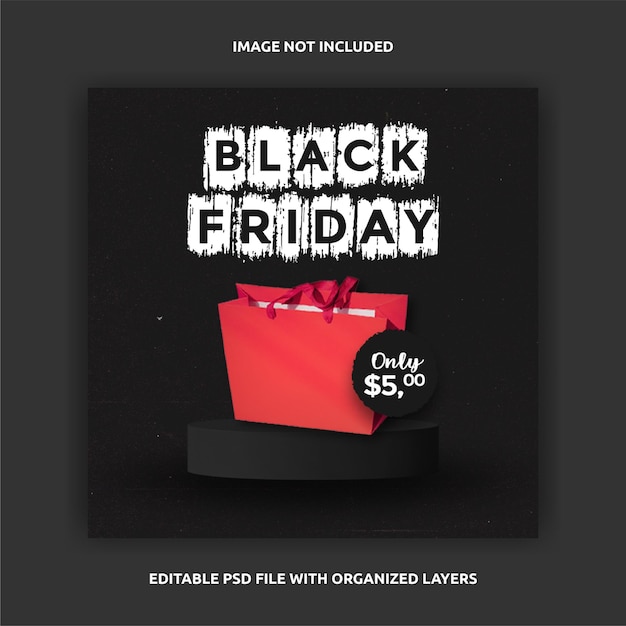Black friday sale square post social media instagram template