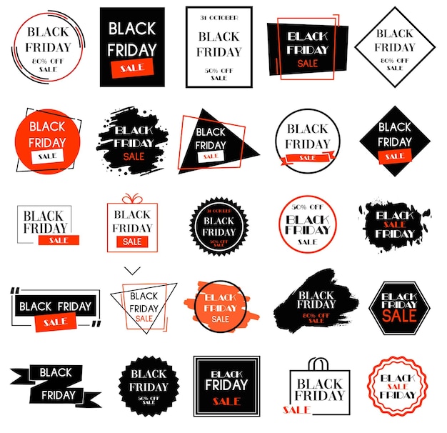 PSD black friday sale stickers set