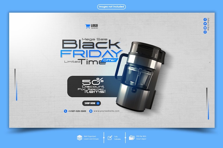 PSD black friday sale web banner template