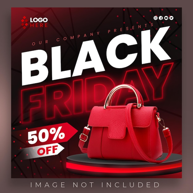 Black friday sale with podium product display social media post or instagram post banner template