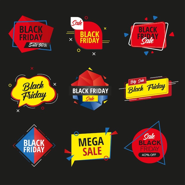 PSD black friday sales stickers set