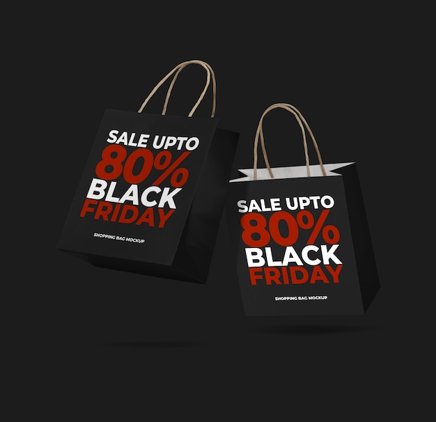 Saldi del black friday con mockup di shopping bag