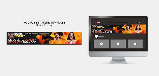 black friday sales youtube banner template