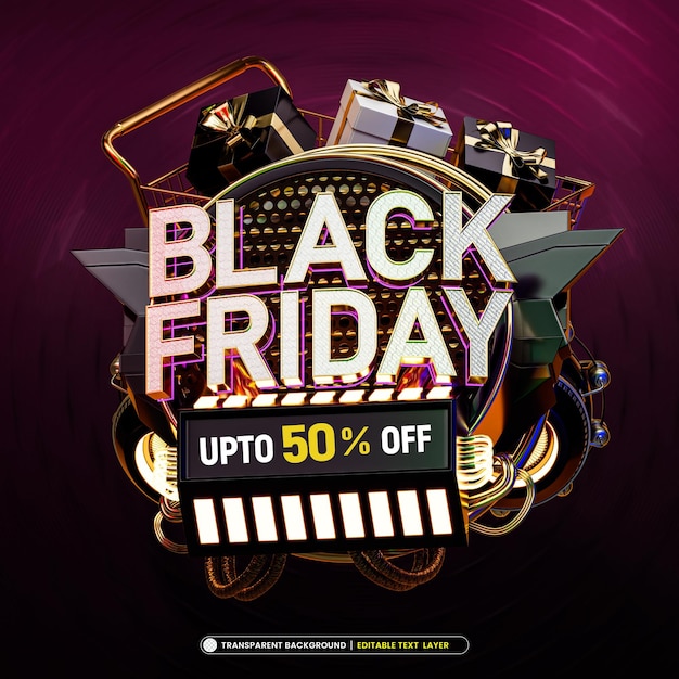 Black Friday-salgsbanner med redigerbar teksteffekt